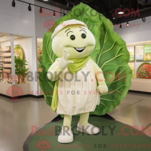 Cream Cabbage Leaf maskot...
