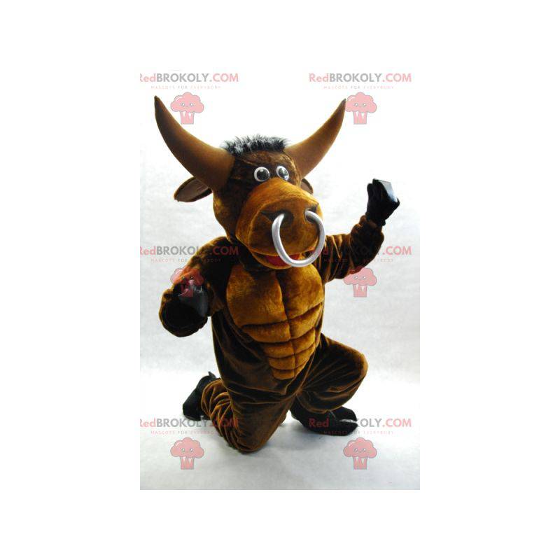 Very impressive muscular brown bull mascot - Redbrokoly.com