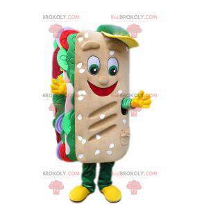 Panino gigante mascotte con pane e verdure crude -