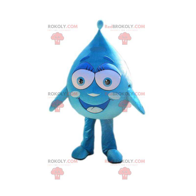 Mascotte gigante e sorridente di goccia blu - Redbrokoly.com
