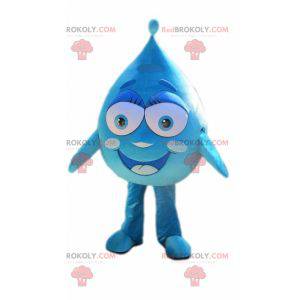 Mascotte de goutte bleue géante et souriante - Redbrokoly.com