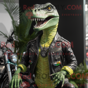 Limegrøn Allosaurus maskot...