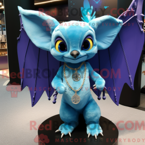 Sky Blue Bat mascot costume...