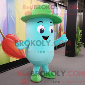 Sky Blue Green Bean maskot...