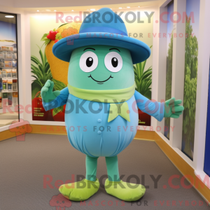 Sky Blue Green Bean maskot...
