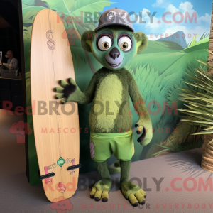 Grön lemur-maskotdraktfigur...