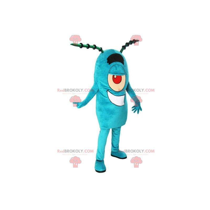 Mascote Plâncton famoso personagem azul em Bob Esponja Calça