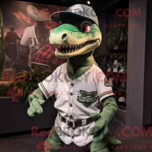 Grøn Velociraptor maskot...