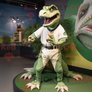 Grøn Velociraptor maskot...
