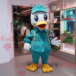Teal Duck maskotdraktfigur...
