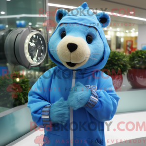 Sky Blue Capybara mascot...