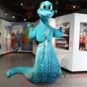 Cyan Python maskot kostume...