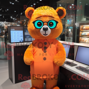 Orange Bjørn maskot kostume...