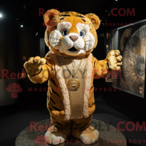 Gold Tiger maskot drakt...