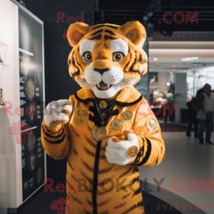 Gold Tiger maskot kostume...