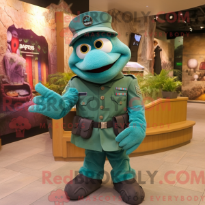 Turkis grøn baret maskot...