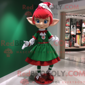 Elf-mascottekostuum gekleed...