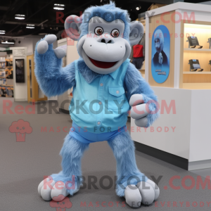 Sky Blue Chimpanzee mascot...