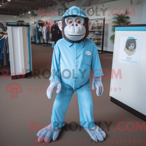 Sky Blue Chimpansee maskot...