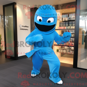 Cyan Ninja mascot costume...