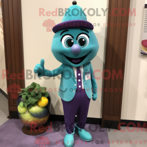 Teal Grape maskot kostume...