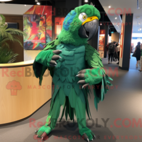 Fantasia de mascote Arara Verde com macacão e xales - Animais da floresta - REBROKO_226402 - RedBrokoly.com