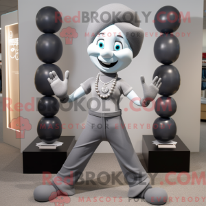 Grå Mime-maskotdraktfigur...