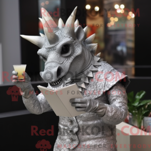 Silver Triceratops mascot...
