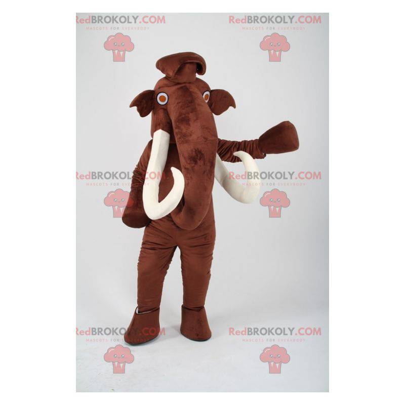Mascot Muchos famosos mamut marrón de la Edad de Hielo -