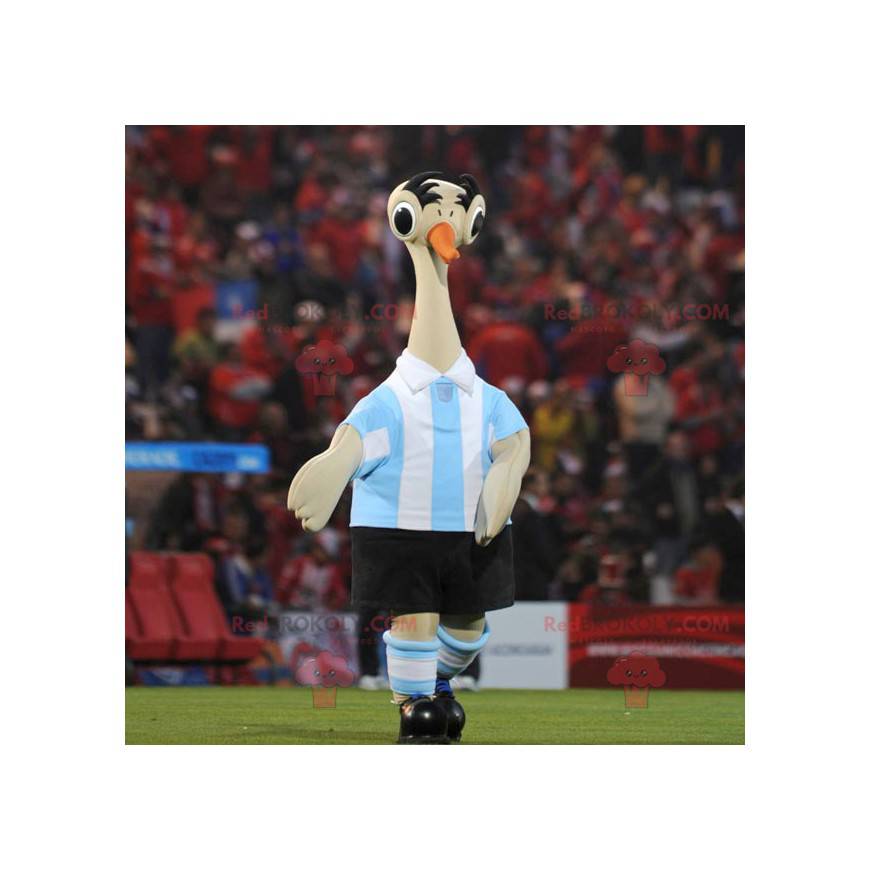 Beige struisvogelmascotte in sportkleding - Redbrokoly.com