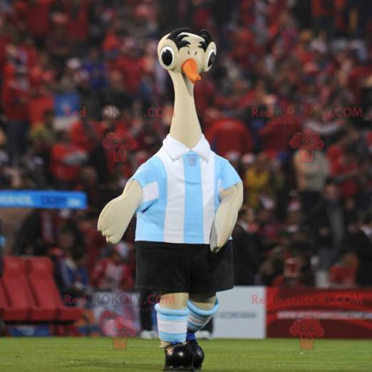 Beige ostrich mascot in sportswear - Redbrokoly.com