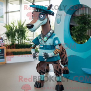 Teal Okapi Maskottchen...
