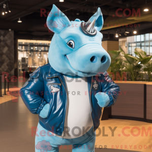 Sky Blue Rhinoceros mascot...