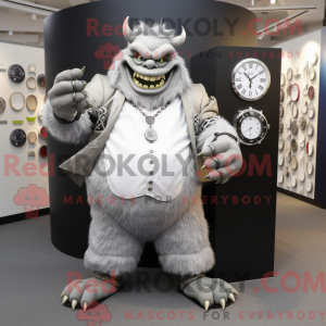 Sølv Ogre maskot kostym...
