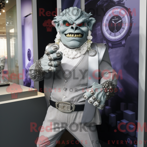 Sølv Ogre maskot kostym...