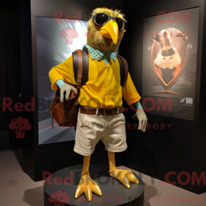 Gold Crow maskot kostume...