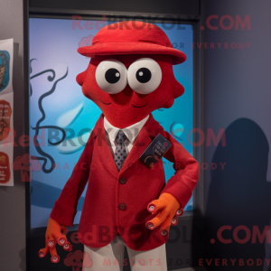Red Octopus mascot costume...