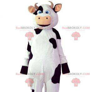 Mascotte de vache blanche et noire. Costume de vache -