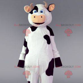 Mascotte de vache blanche et noire. Costume de vache -