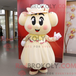 Cream Plomme maskot drakt...