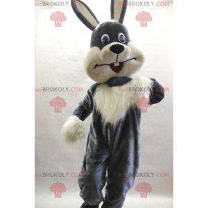 Mascotte de lapin gris et blanc poilu et mignon - Redbrokoly.com