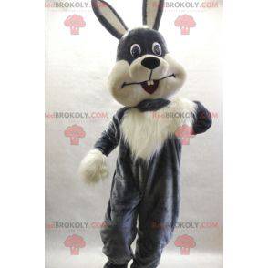 Hairy and cute gray and white rabbit mascot - Redbrokoly.com