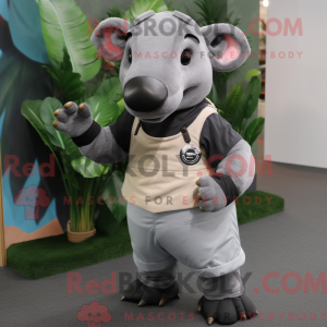 Grå Tapir-maskotdraktfigur...