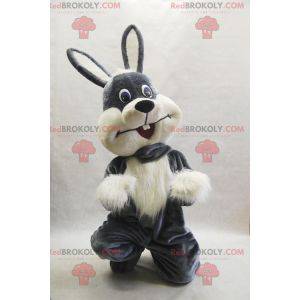 Mascote coelho peludo e fofo cinza e branco - Redbrokoly.com