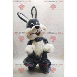 Mascotte de lapin gris et blanc poilu et mignon - Redbrokoly.com