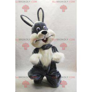 Hairy and cute gray and white rabbit mascot - Redbrokoly.com