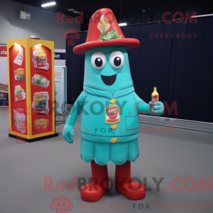 Blaugrüne Flasche Ketchup...