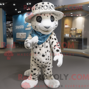 Hvid Cheetah maskot kostume...