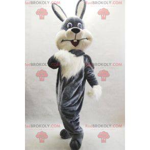 Mascote coelho peludo e fofo cinza e branco - Redbrokoly.com