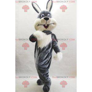 Mascote coelho peludo e fofo cinza e branco - Redbrokoly.com